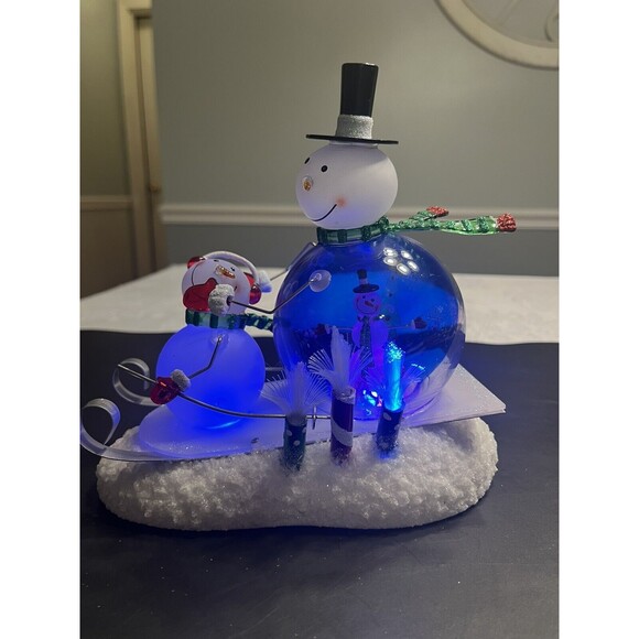 Acrylic Light Up Color Changing Snowman Sledding Christmas JCP JC Penney Tested - Picture 3 of 16
